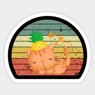 Pineapple and Cat Retro Vintage Sticker